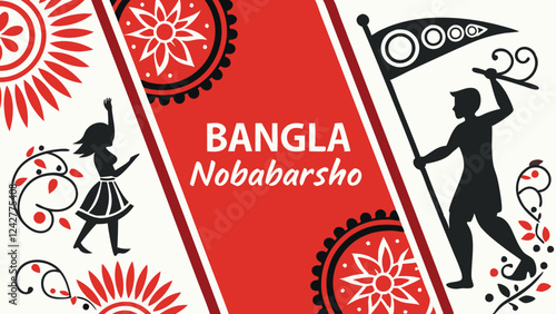 bangla frestivels banner flegg in nice red, black and white design