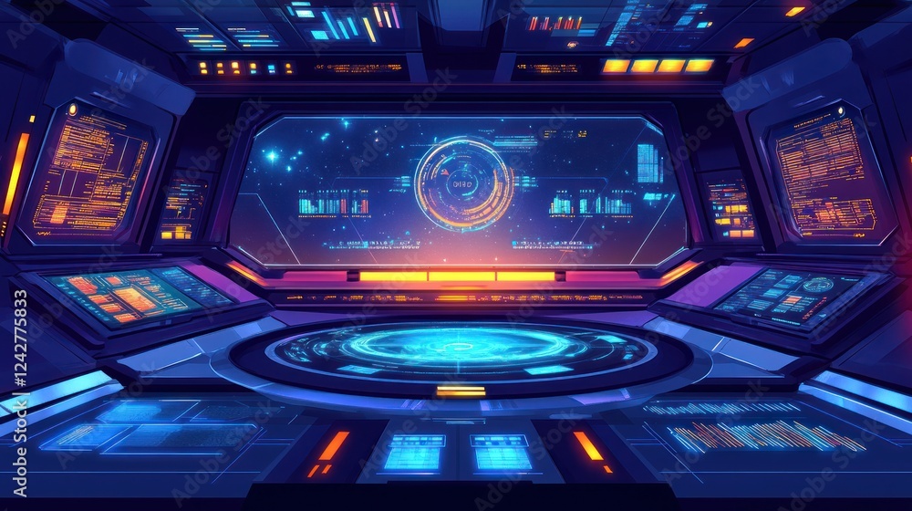 Futuristic Spaceship Bridge: A Digital Cockpit Futuristic Spaceship Bridge: A Digital Cockpit
