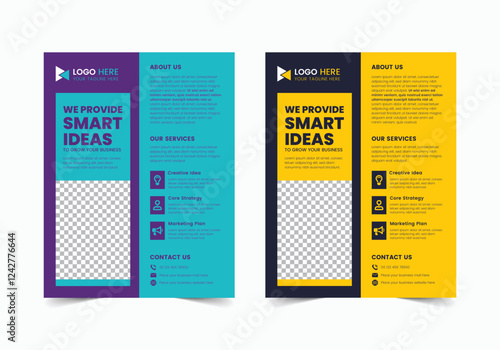  Professional Business Flyer Template , CMYK , US Letter , Print Ready , 0.125 Bleed