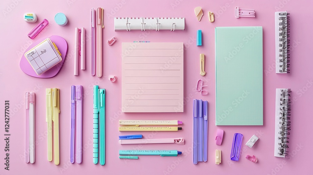 Pastel Pink Stationery Flatlay Pastel Pink Stationery Flatlay