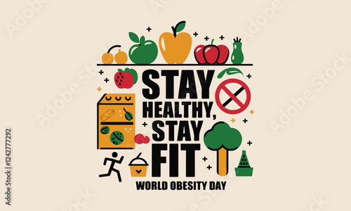 World Obesity Day Vector Illustration | Social Media, T-Shirt, Poster, Sticker, Print Card & Animated GIF Design. Print ready eps