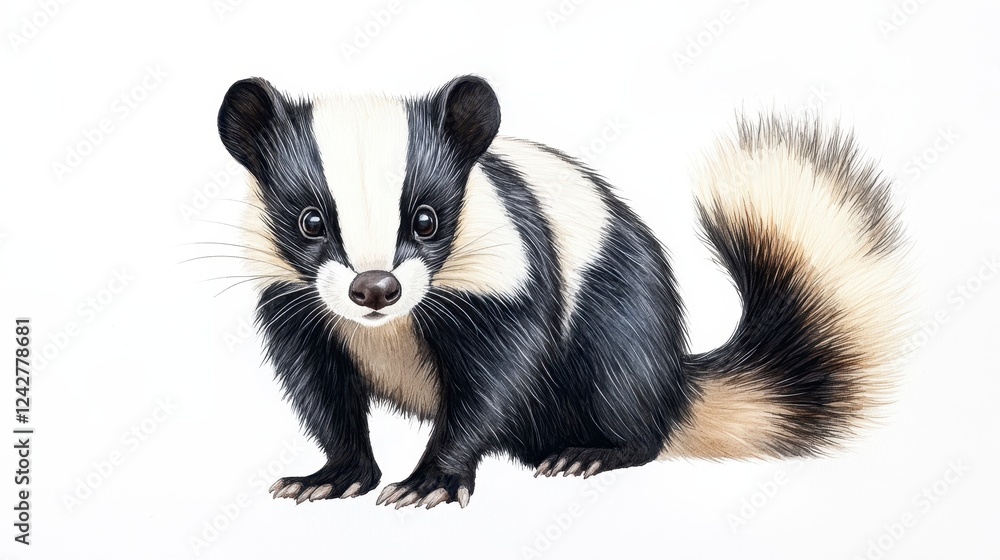 Intricate Illustration of a Badger with Striking Black and White Fur Intricate Illustration of a Badger with Striking Black and White Fur
