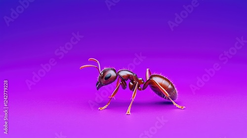 Ants marching on purple background close-up photograph macro environment nature concept