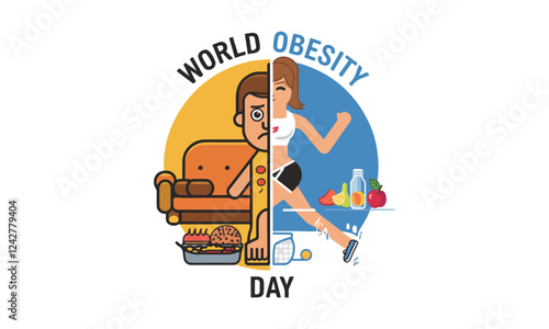 World Obesity Day Vector Illustration | Social Media, T-Shirt, Poster, Sticker, Print Card & Animated GIF Design. Print ready eps