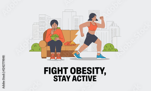World Obesity Day Vector Illustration | Social Media, T-Shirt, Poster, Sticker, Print Card & Animated GIF Design. Print ready eps