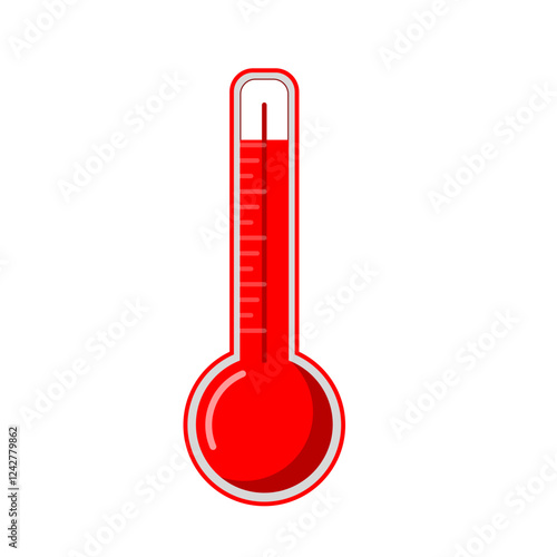 Heat thermometer. Temperature weather thermometers meteorology, temp control thermostat device flat vector icon. Medical thermometers