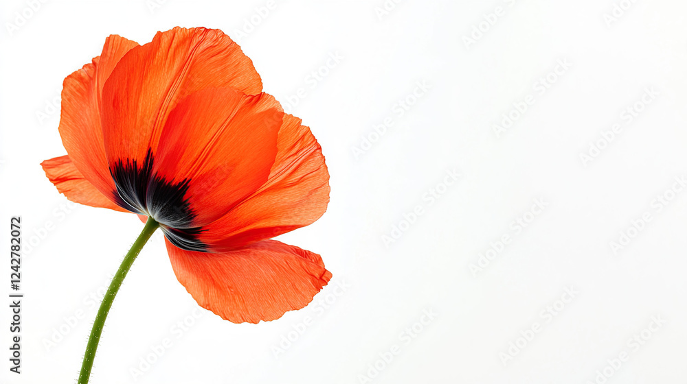 Fototapeta premium Vibrant Red Poppy on White Background