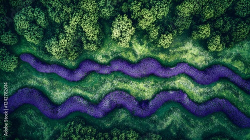 Abstract wavy pattern in vibrant green and blue hues, perfect for backgrounds or design projects, eye-catching and dynamic.