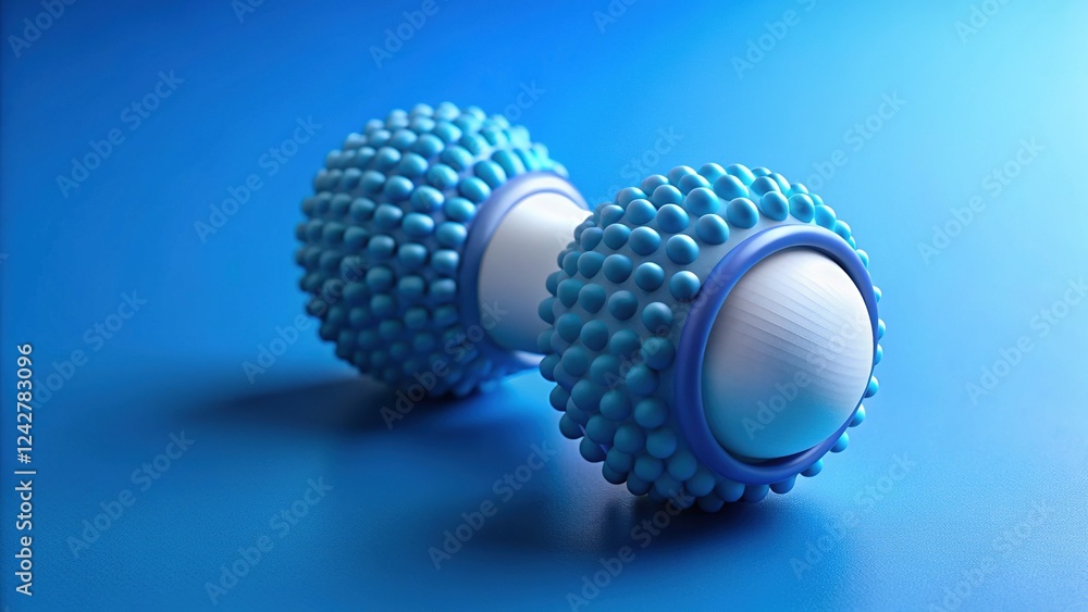 Fototapeta premium Aerial View of Myofascial Release Massage Balls on Blue Background - Self-Massage Tools