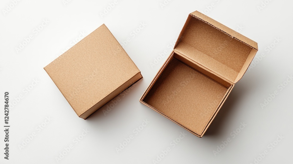 Open Cardboard Box in Flat Lay Arrangement with Isolated Background for Packaging and Storage Purposes Open Cardboard Box in Flat Lay Arrangement with Isolated Background for Packaging and Storage Purposes