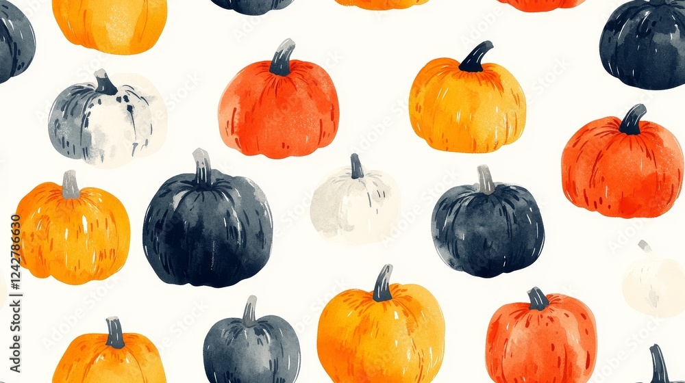 Simple rural pumpkin, presented in watercolor painting style, using autumn color tones and graphic design style, showcasing the beauty and warmth of autumn harvest and seasonal agricultural products. Simple rural pumpkin, presented in watercolor painting style, using autumn color tones and graphic design style, showcasing the beauty and warmth of autumn harvest and seasonal agricultural products.