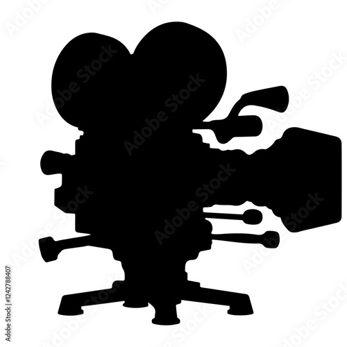 Vintage video camera  silhouette vector icon sign symbol illustration design.