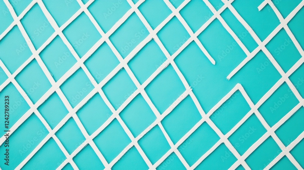 Fototapeta premium White grid pattern on a turquoise background