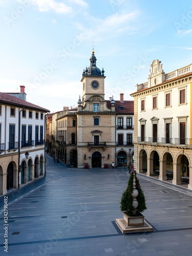 Valladolid, Spain - October 13, 2023: Views of the different buildings surrounding the Plaza de Zorilla in the historic city center of Valladolid, Spain photo