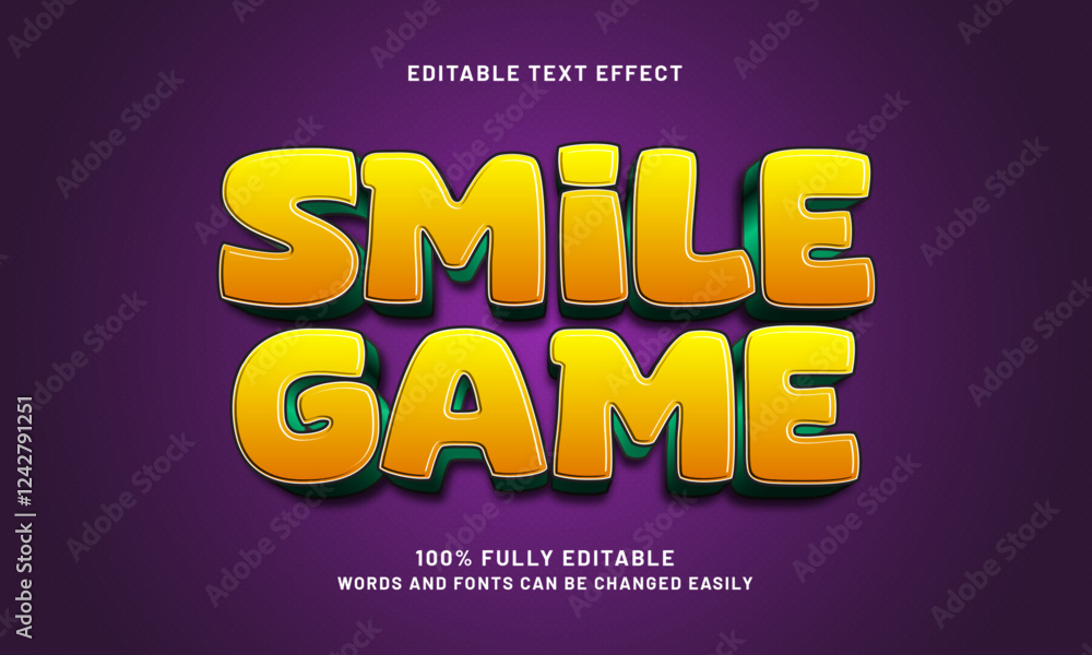 smile game editable text effect with a kids and play theme