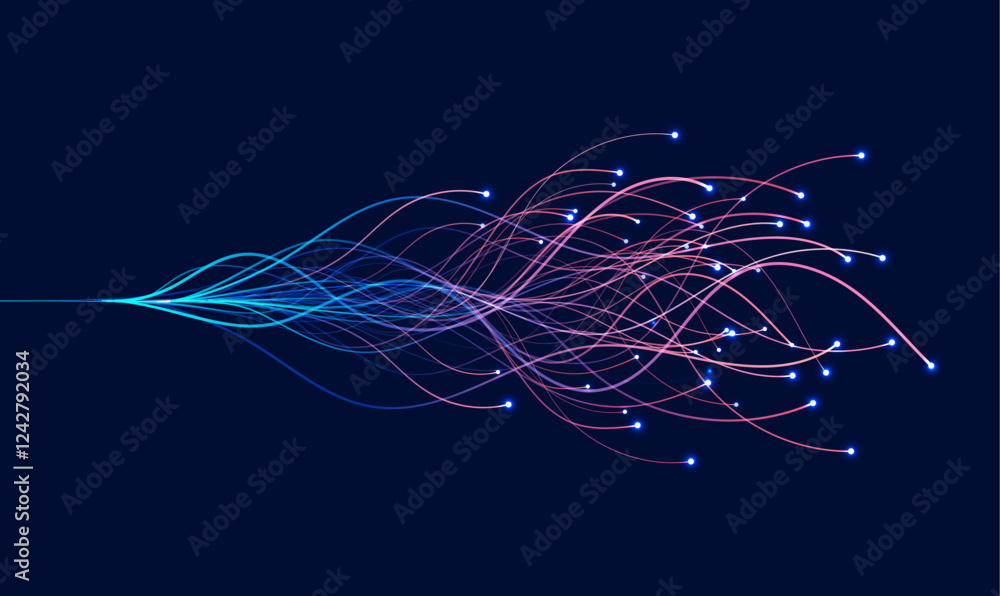 Ai technology. Concept of artificial intelligence. Blue and dots lines. Digital, communication, science, networks