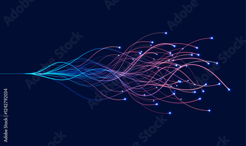 Ai technology. Concept of artificial intelligence. Blue and dots lines. Digital, communication, science, networks