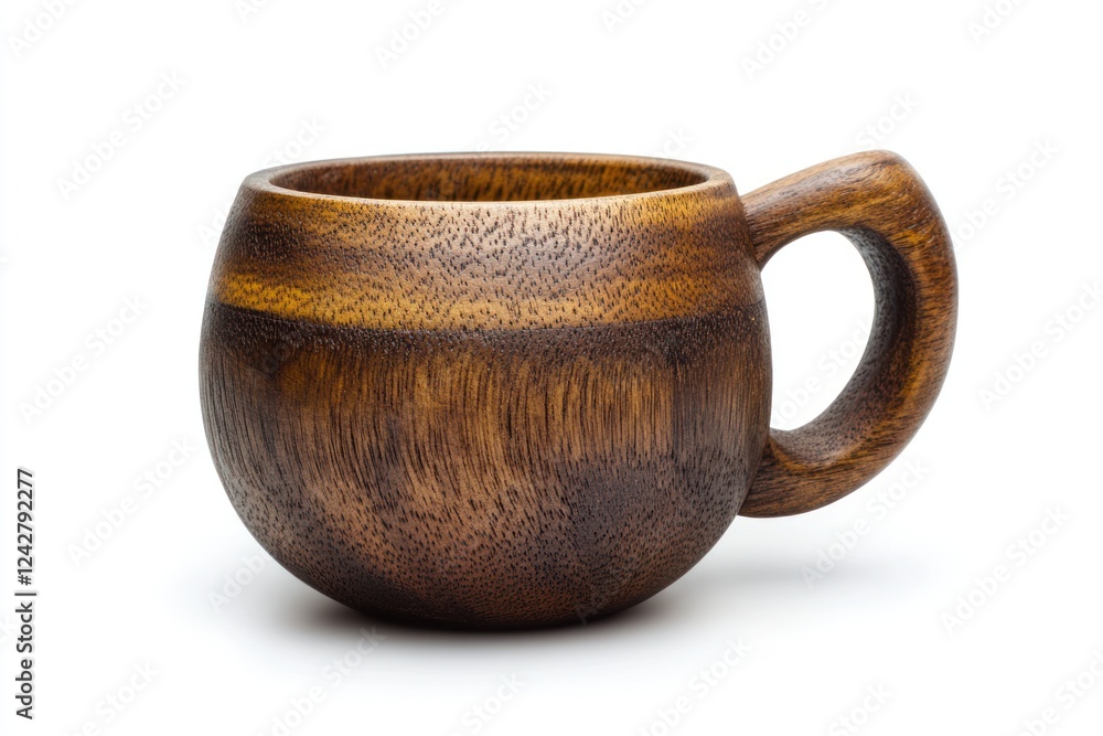 Wooden cup, handcrafted, studio shot, white background, drinkware Wooden cup, handcrafted, studio shot, white background, drinkware