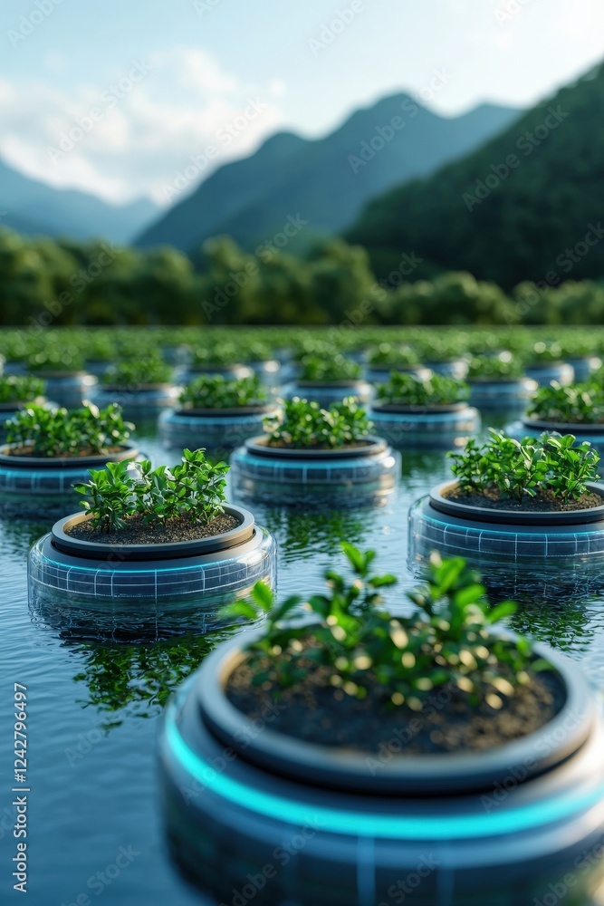 Fototapeta premium Smart farms with autonomous irrigation systems