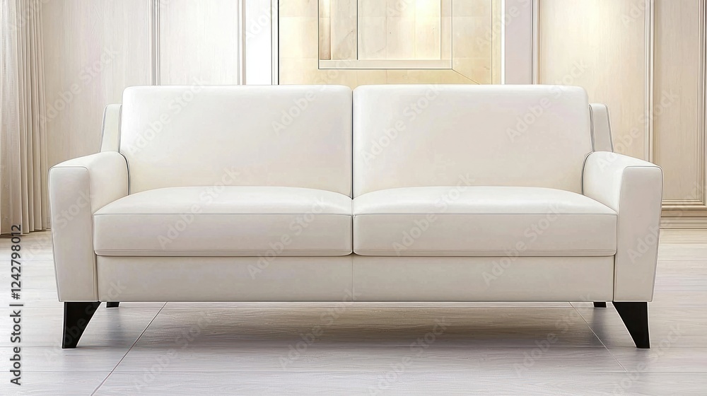 White Leather Sofa in Modern Living Room