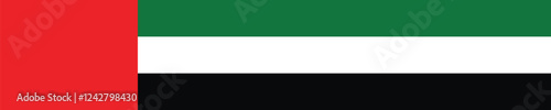 United Arab Emirates flag. A long banner. Flag icon. Standard color. A rectangular flag. Computer illustration. Digital illustration. Vector illustration.