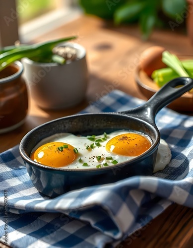 eggs in a cast iron skillet