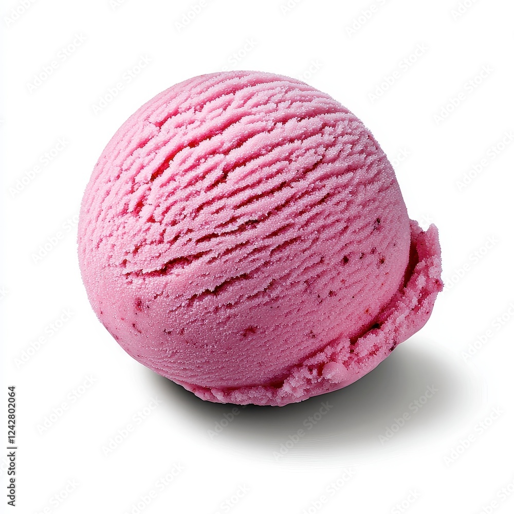 A Single Scoop Of Pink Ice Cream On White Background A Single Scoop Of Pink Ice Cream On White Background