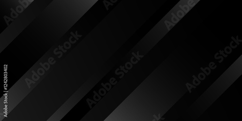 Abstract black luxury background with diagonal stripes. Trendy geometric grey gradient. Vector illustration