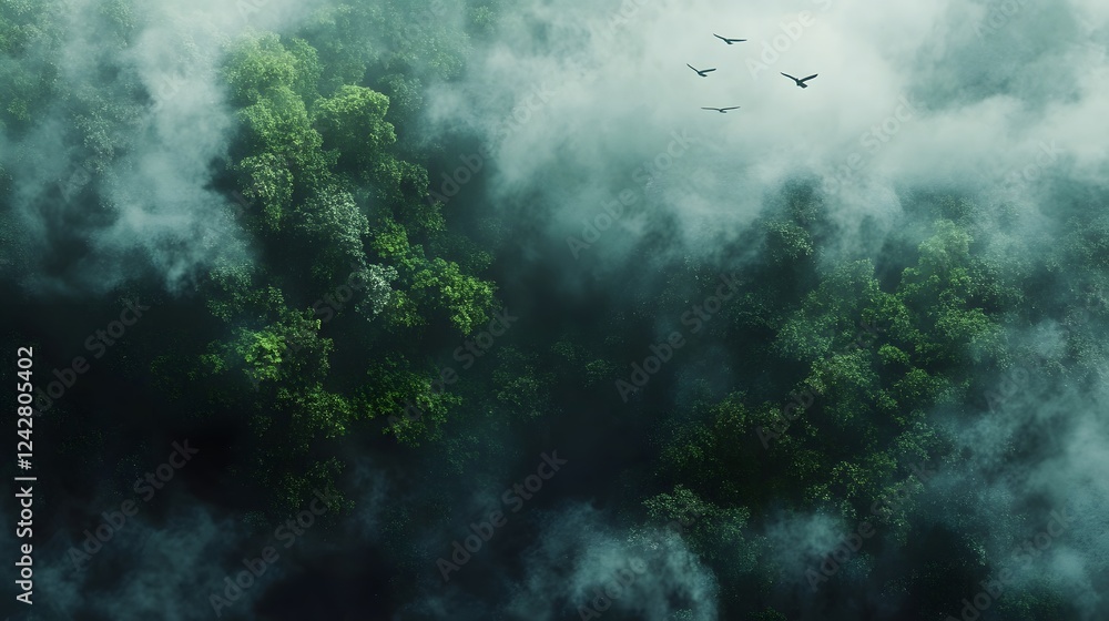 Fototapeta premium Mysterious underwater scene, vibrant marine life amidst lush greenery, perfect for nature-related themes or ocean exploration.