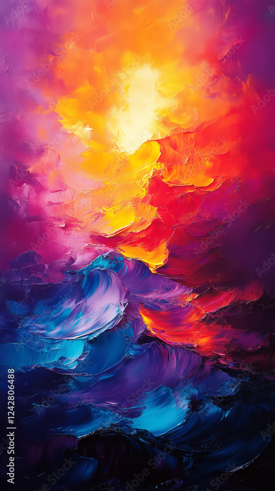 Fototapeta premium Abstract oil painting. Colorful gradient background. Oil painting style.