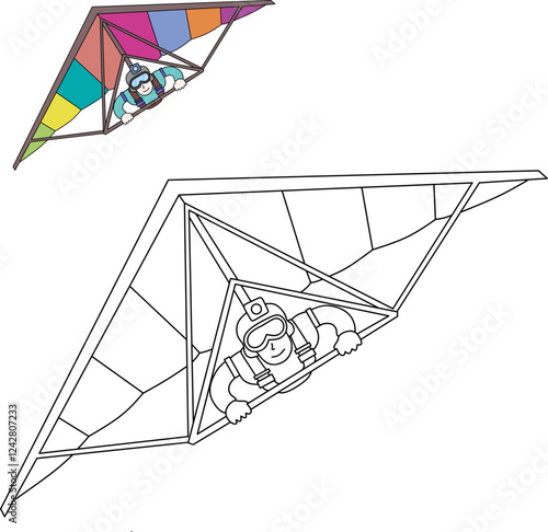 Glider cartoon coloring book page