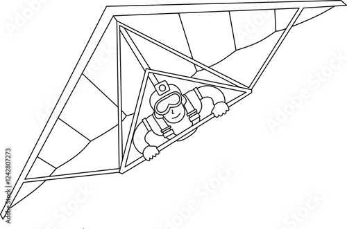 Glider cartoon coloring book page