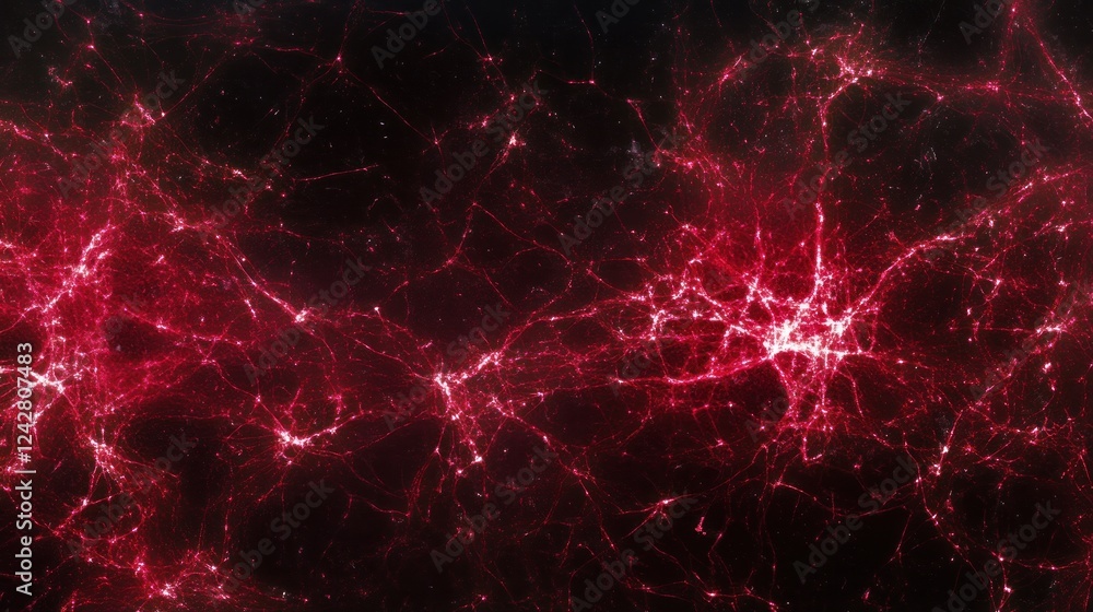 Obraz premium Crimson Cosmic Web A Glowing Celestial Network