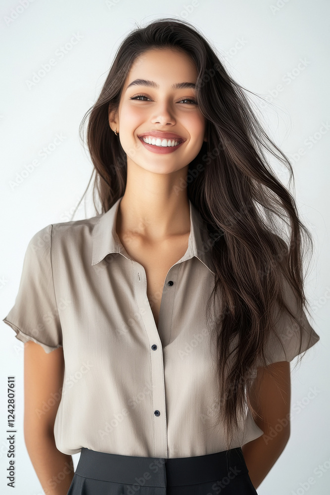 Obraz premium young beautiful smooth and shine hair