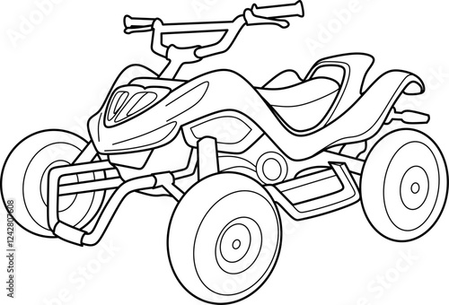 Quad bike cartoon coloring book page