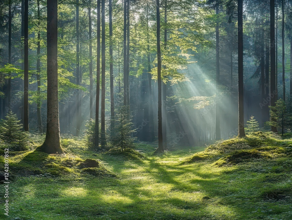 Obraz premium Nature scenes with backlit leaves and sunlight halos are suitable for occasions where a tranquil, natural, artistic atmosphere is needed, such as commercial design, branding and personal decoration.