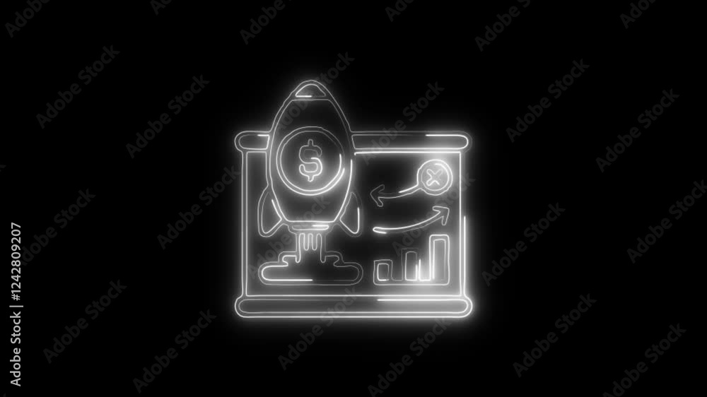 Glowing neon Business analysis icon isolated on black background. HD Video motion graphic animation Glowing neon Business analysis icon isolated on black background. HD Video motion graphic animation
