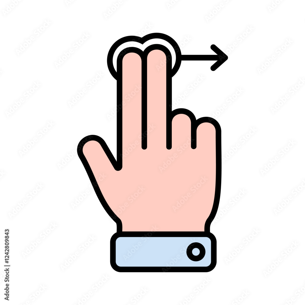 Obraz premium Hand Gesture Swipe Right Icon