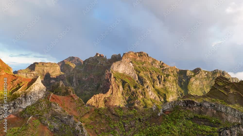 Colorful Sunrise Over Pico do Arieiro and the 'Stairway to Heaven' Mountain Path, Madeira Island Colorful Sunrise Over Pico do Arieiro and the 'Stairway to Heaven' Mountain Path, Madeira Island