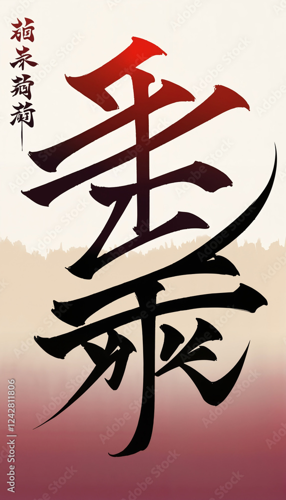 Elegant calligraphy with bold strokes and gradient background in warm tones