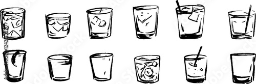 Hand-Drawn Drink Glasses Collection