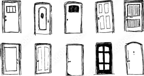 Collection of Hand-Drawn Doors in Various Styles