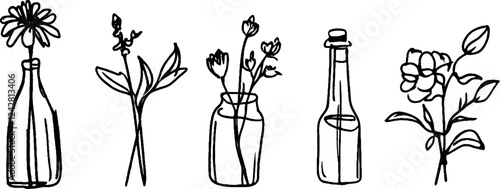 Minimalist Flower Arrangements in Bottles