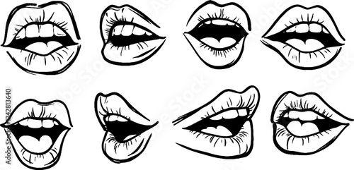 Wallpaper Mural Illustrated Mouth Expressions Collection Torontodigital.ca