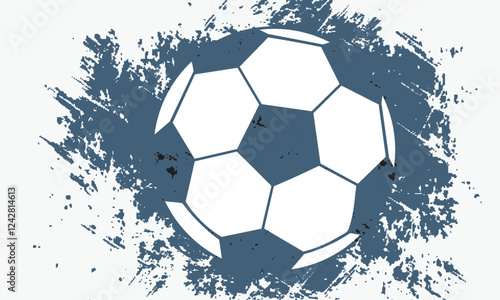 Hand drawn vector illustration with soccer or football ball, in engraved outline style