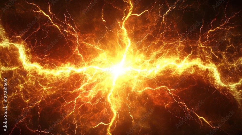 Fiery Electrical Energy Exploding Brightly Fiery Electrical Energy Exploding Brightly