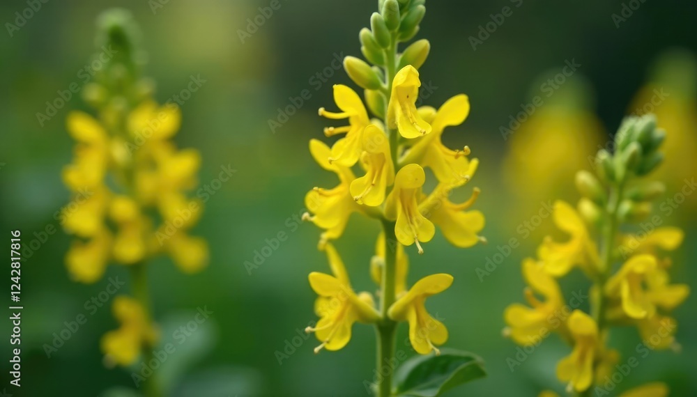 Yellow flowers bloom on salvia glutinosa stems, salvia, stem, herb Yellow flowers bloom on salvia glutinosa stems, salvia, stem, herb