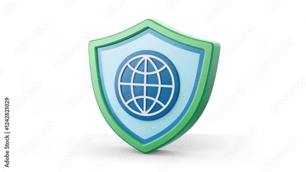 A blue and green shield icon featuring a globe, symbolizing internet security and protection. A blue and green shield icon featuring a globe, symbolizing internet security and protection.