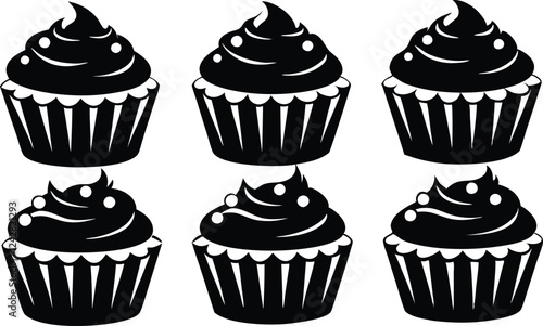 cupcakes icon,cupcakes silhouette set