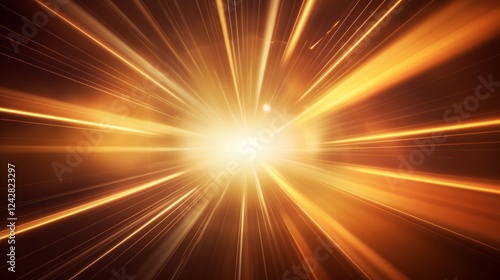 Abstract light beams emanating from a camera lens, creating a dynamic background